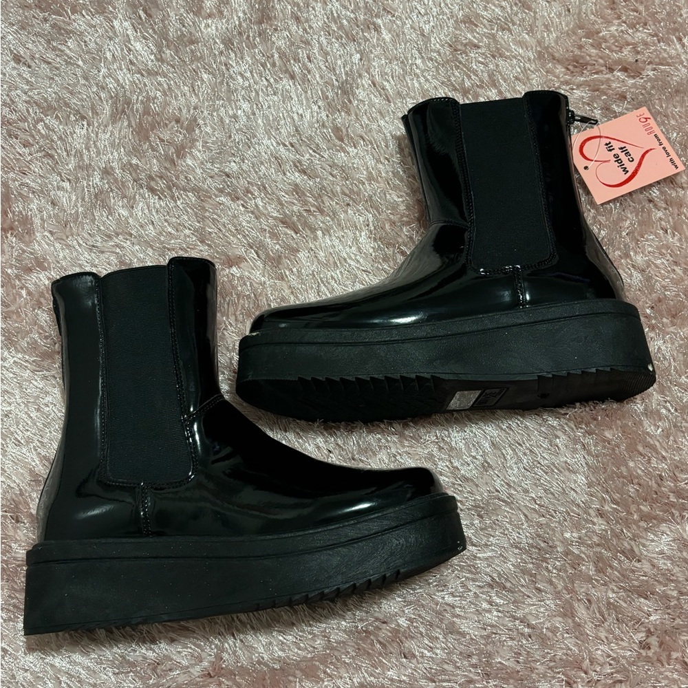 Black platform boots (wide fit calf friendly)